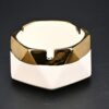 White Ceramic Ashtray With Golden Border