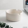 White Round Ceramic Ashtray For Indoors And Outdoors