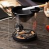 Windproof glass Ashtray with funnel - black