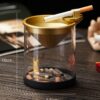 Windproof glass Ashtray with funnel - gold