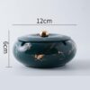 Windproof Green Ceramic Ashtray With Cover