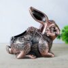 Wine Red Metal Ashtray Cute Rabbit