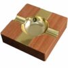 Wood Cigar Ashtray Gold Plated