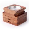Wood Cigar Ashtray With Drawer And Whisky Cup Holder
