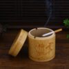 Wooden Ashtray Covered With Lid Bamboo Wood
