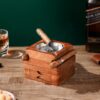 Wooden Cigar Ashtray And Whiskey Cup Holder