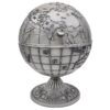 World Map Ashtray With Lid Silver Globe