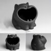 Yawning Cat Ashtray Black Ceramic