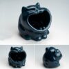Yawning Cat Ashtray Cool Blue Glossy Ceramic Ash Tray