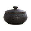 Ceramic Ashtray With Lid Black Matte