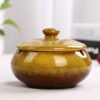 Ceramic Ashtray With Lid Glossy Yellow
