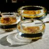 Glass Ashtrays With Gold Flakes Bottom