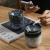 Glaze Ceramic Outdoor Ashtrays With Funnel Lid For Patio