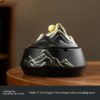 Lid Ashtray For Patio Ceramic Golden Mountains
