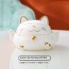 Lucky Cat Ashtray Ceramic White Golden