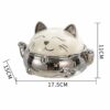 Lucky Cat Ashtray With Lid White Silver Ceramic