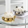 Lucky Cat Ashtrays Cute Elegant Silver And Golden Ceramic