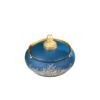 Vintage Ashtray With Lid Blue Golden Ceramic