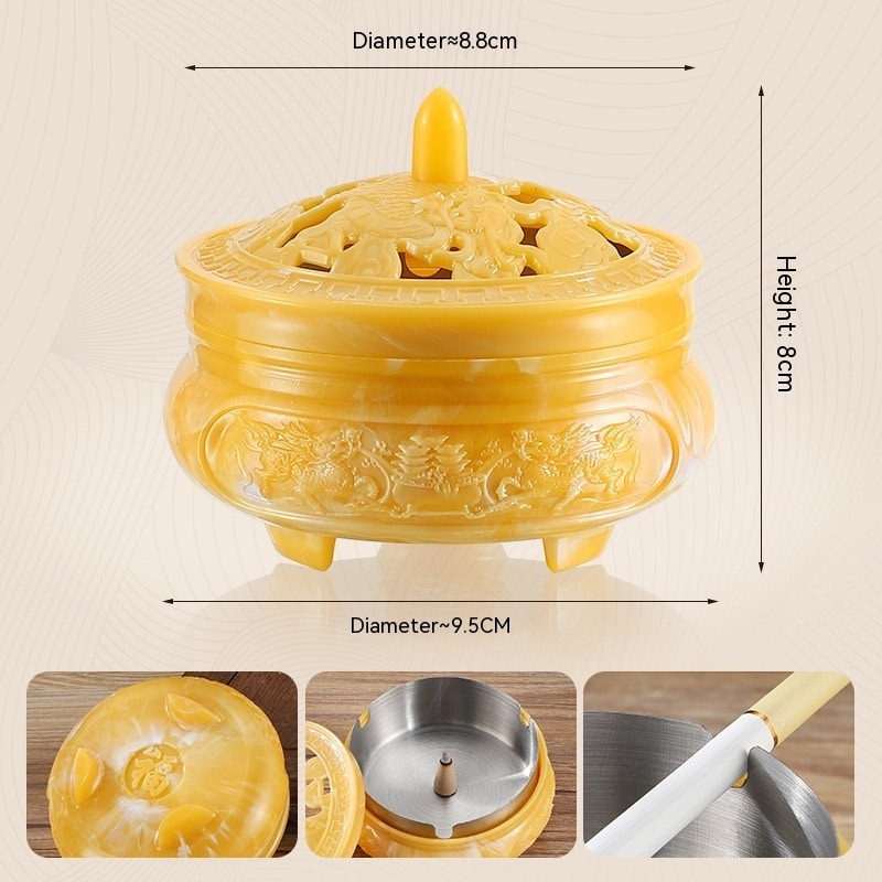 Vintage Ashtray With Lid Yellow Color