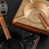 Vintage Cigar Ashtrays Golden And Black Cigar Ash Trays