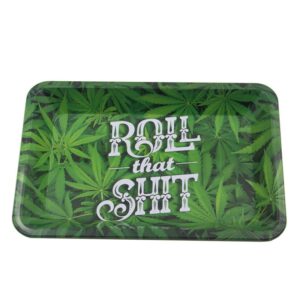 Weed Rolling Tray - Metal - Weed Leaf Design